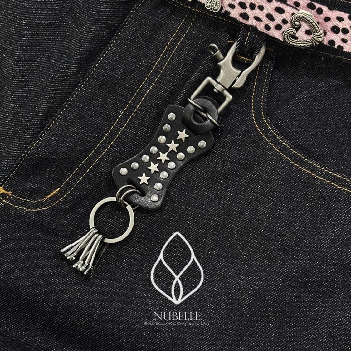 🌗 Star leather keyring / 빈티지 스타 가죽 키링 상품이미지7