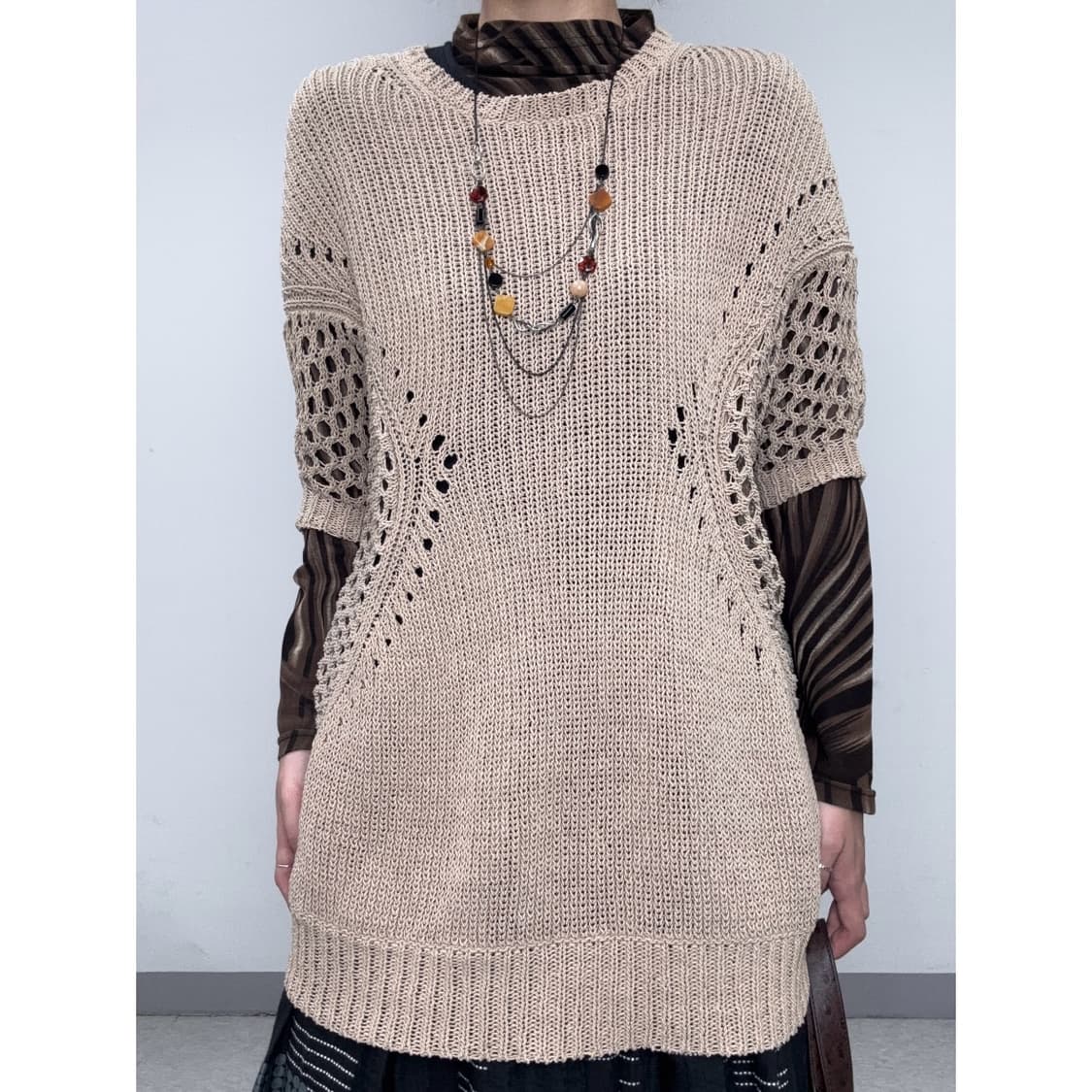 빈티지 브라운 크로셰 니트 상품이미지1