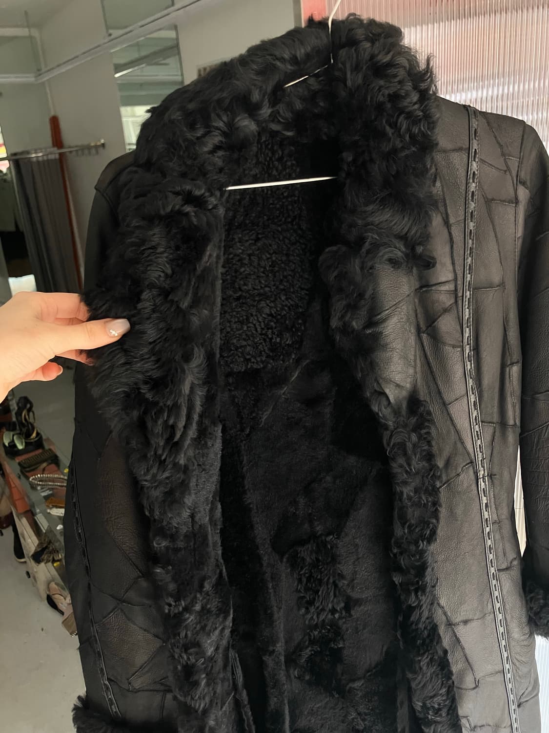 롱 레더 무스탕코트 상품이미지2