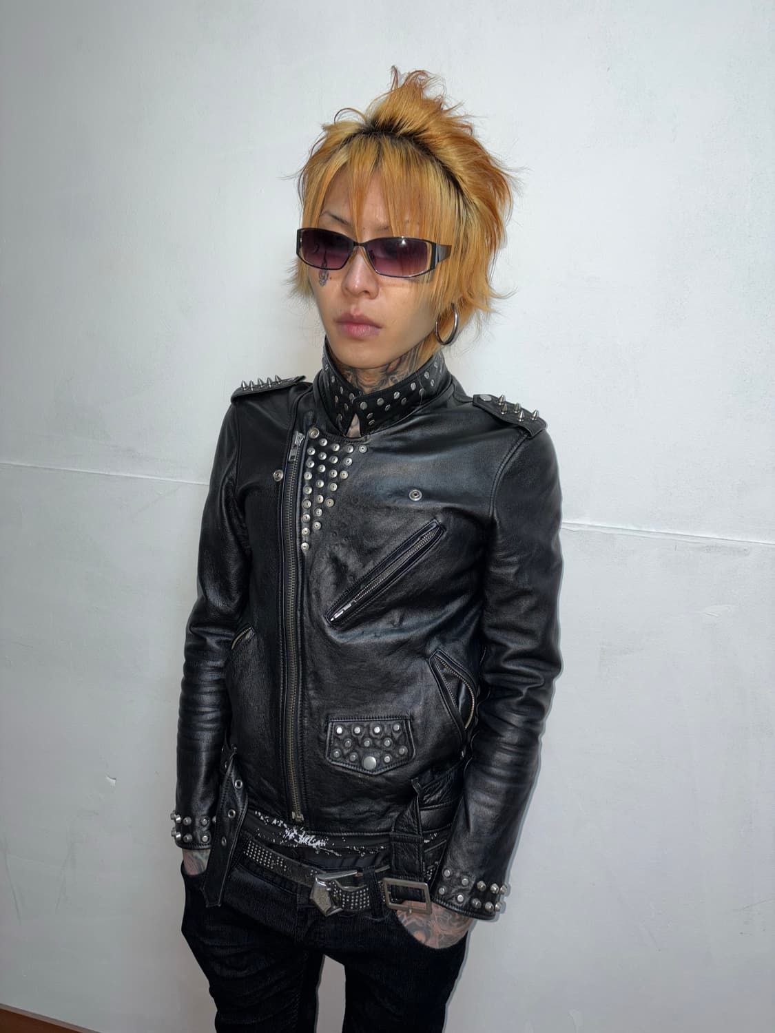 Punk black leater jk 상품이미지1
