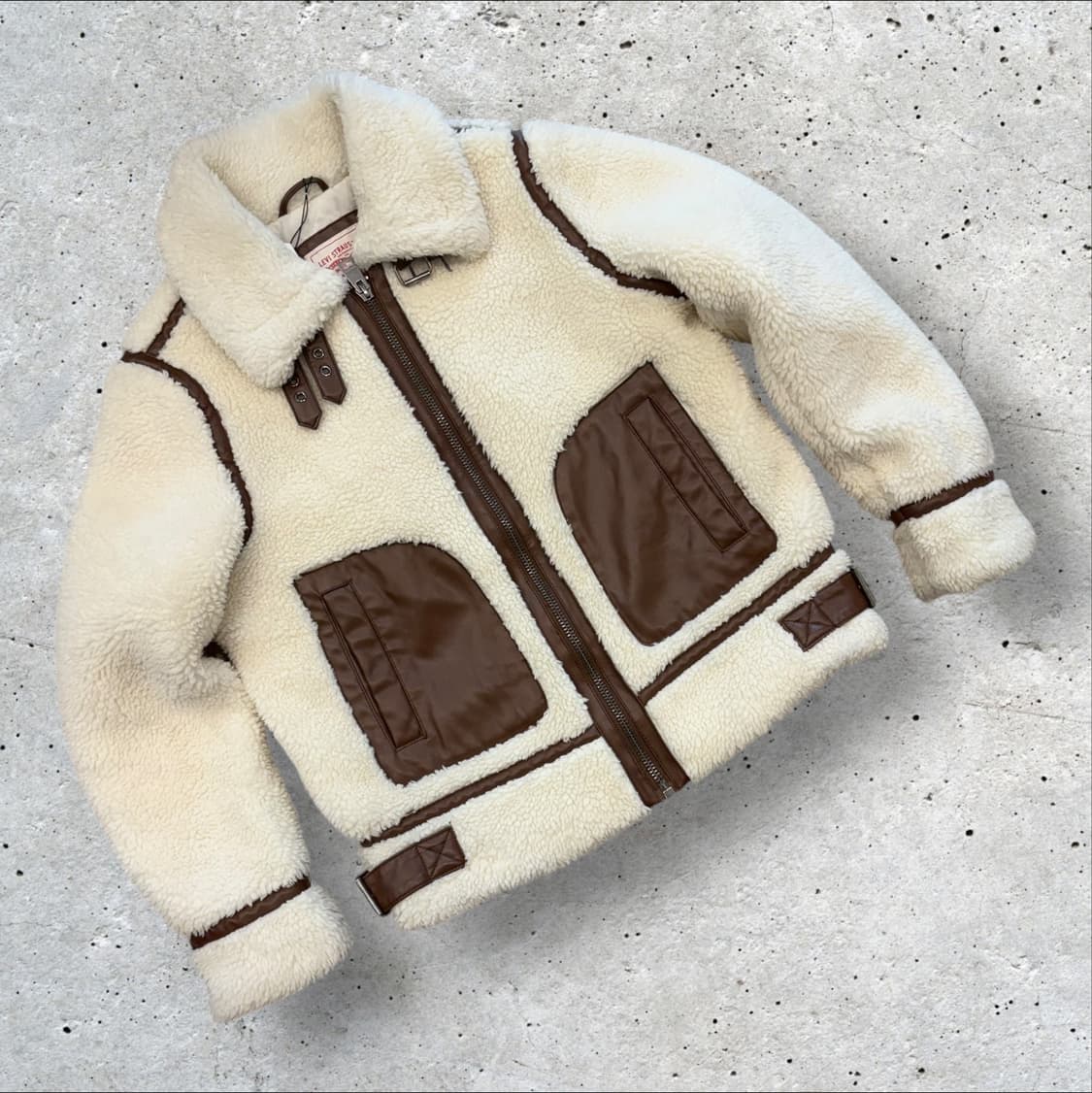 [S] 리바이스 양털 보아 퍼 자켓 화이트 브라운 B633 상품이미지1