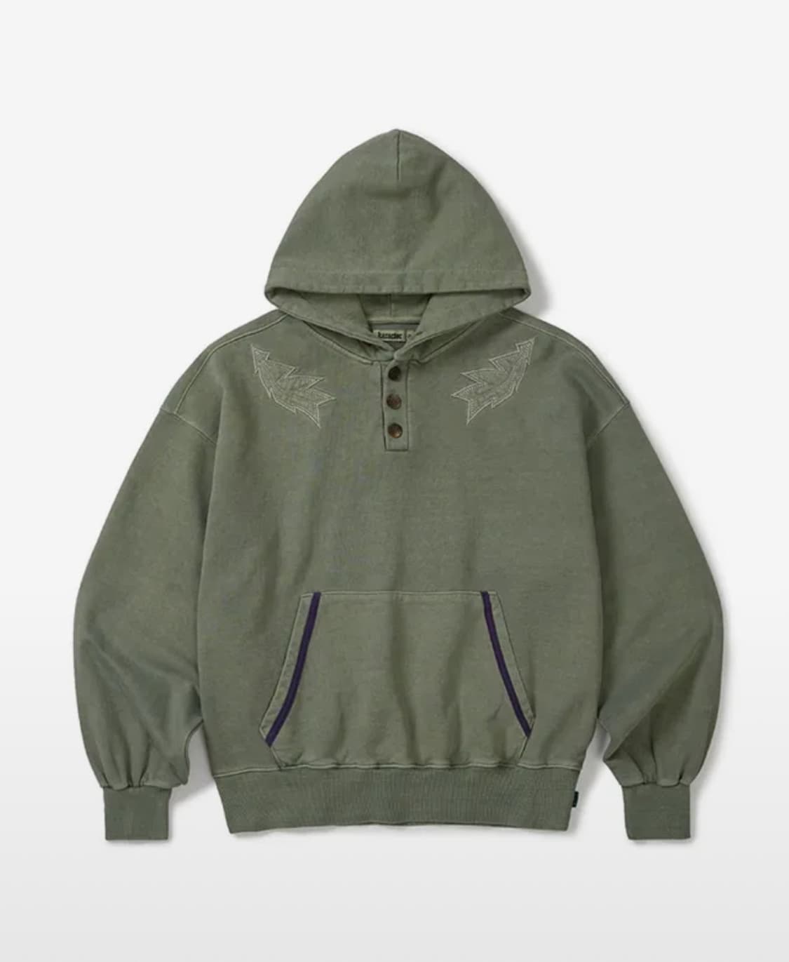 카락터 후드 Garment dyed button hoodie / Pigm 상품이미지1