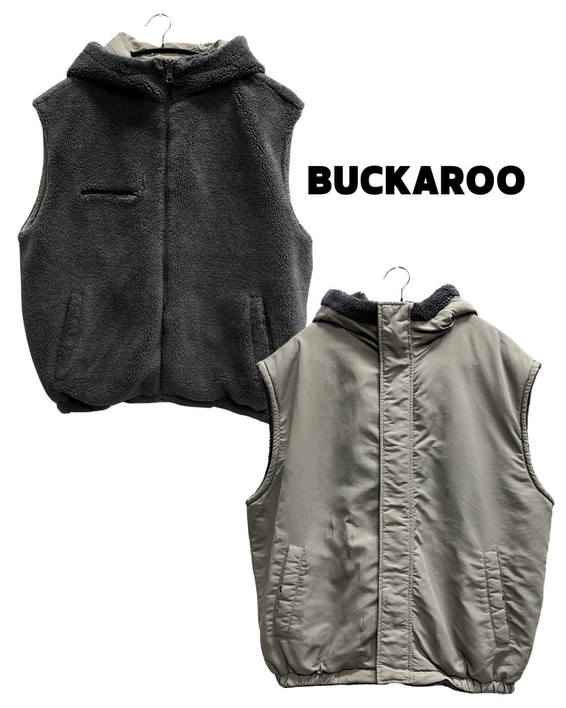 버커루 백로고 양털 셰르파 뽀글이 리버시블 조끼 상품이미지1