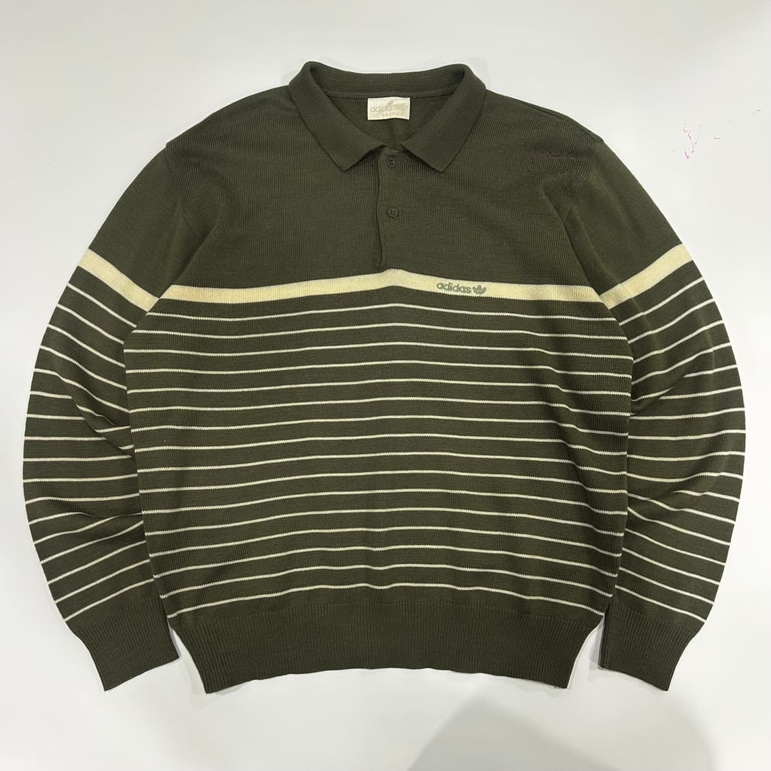 Adidas 아디다스 스몰로고 카키 카라 니트 상품이미지3