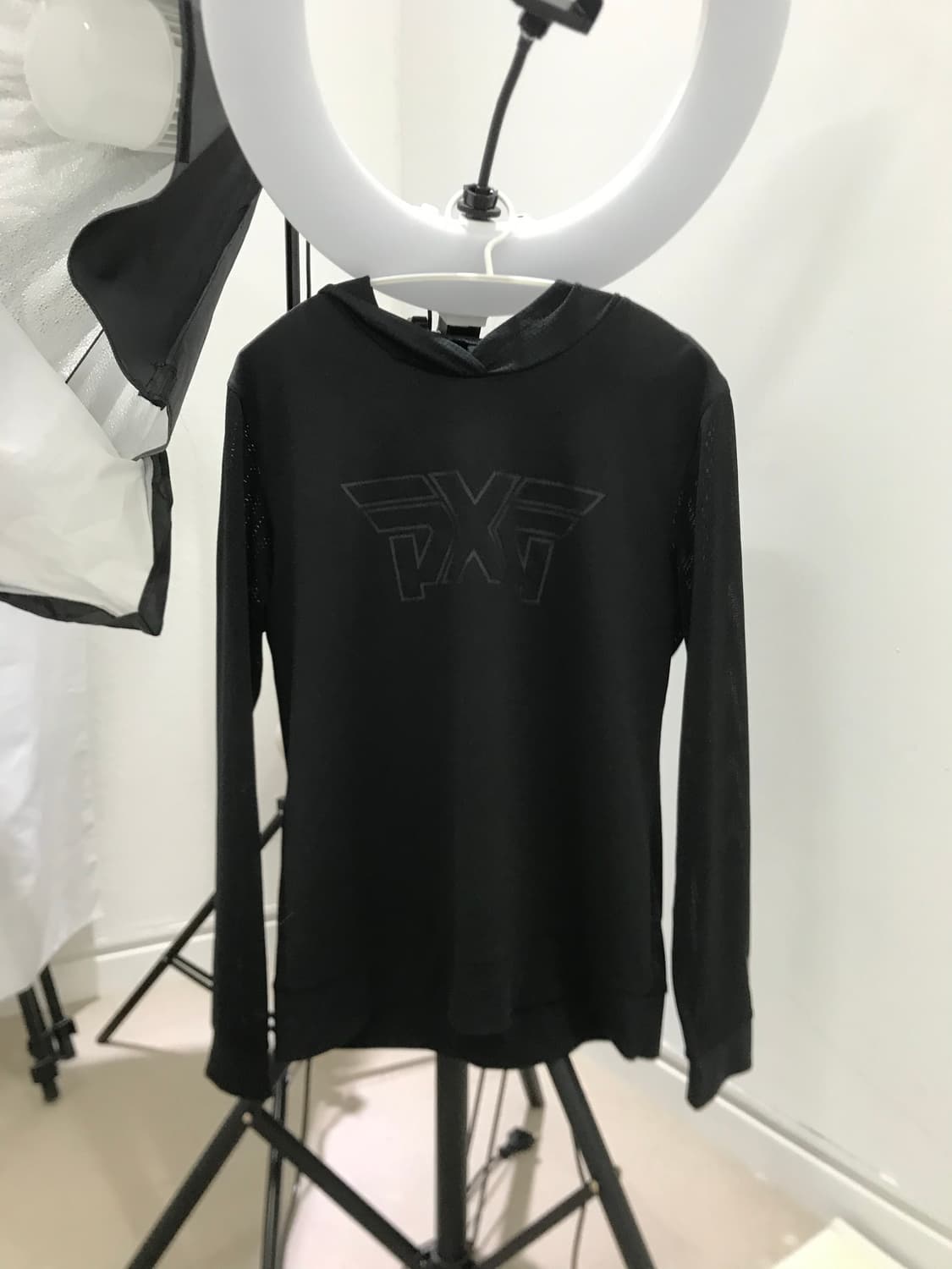 EXR black mesh mix sporty hooded sleeve 상품이미지8
