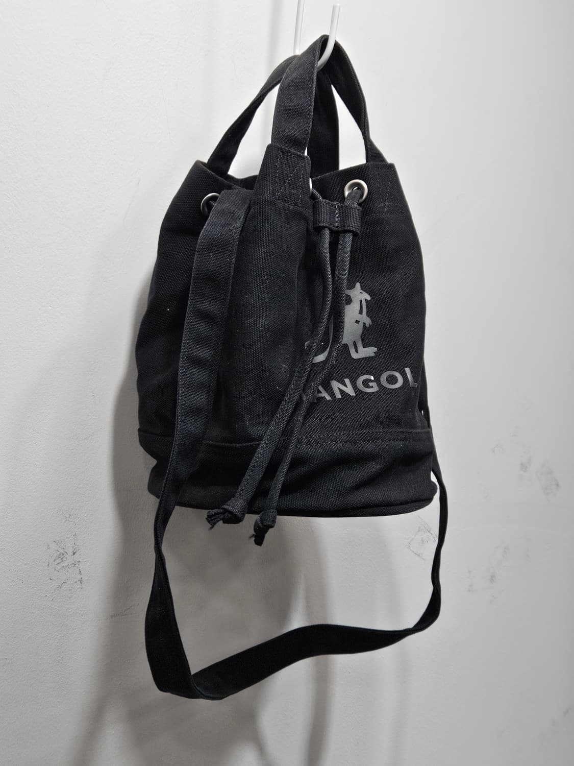 캉골(KANGOL) 드로우 스트링 버킷백 블랙  상품이미지7