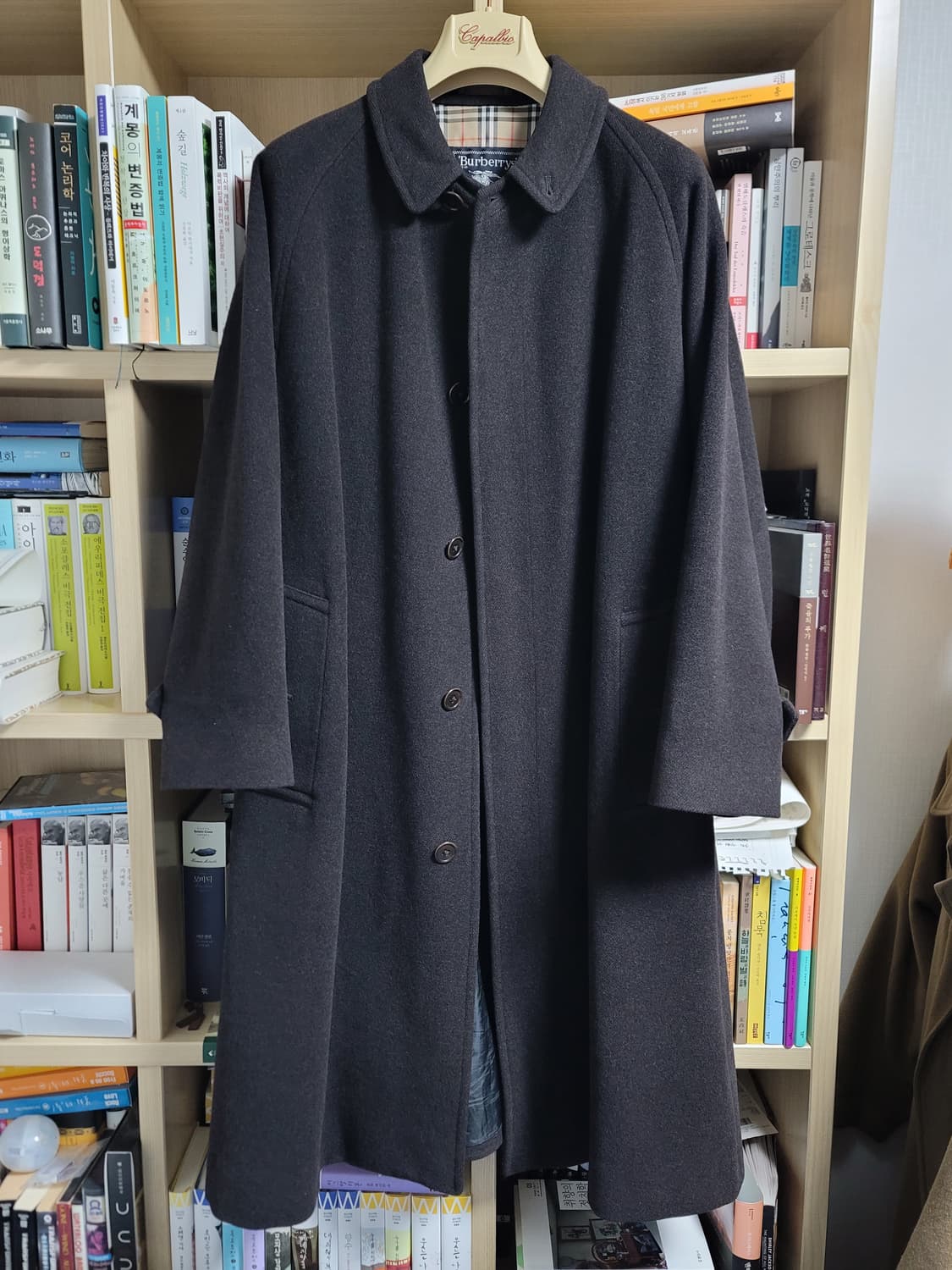 빈티지 버버리 원패널 발마칸 코트 블랙 다크브라운 상품이미지1