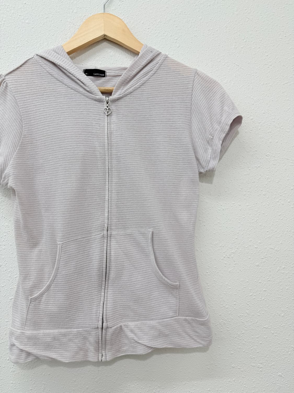 빈티지 LAVENUE 연퍼플 반팔 후드 집업 상품이미지2