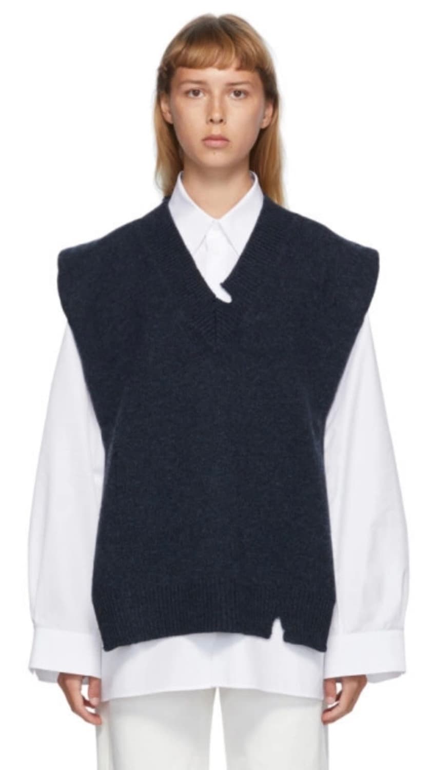 [S] Masion Margiela 디스트로이드 니트 베스트 네이비 상품이미지1