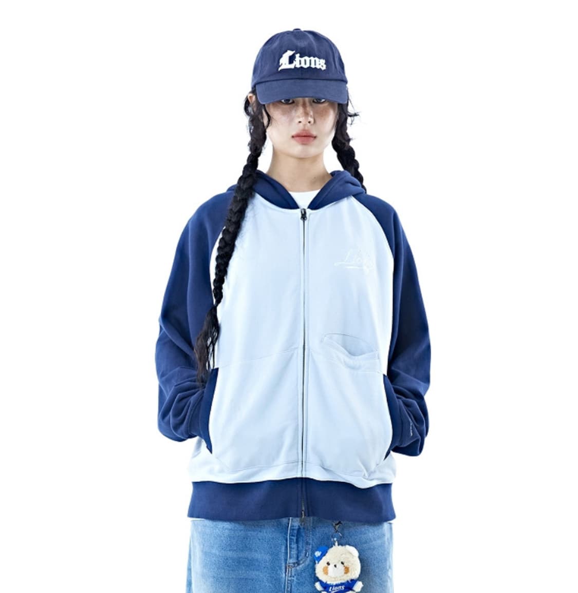 (새상품) 산산기어 X 삼성라이온즈 집업후디 블루 M 상품이미지6