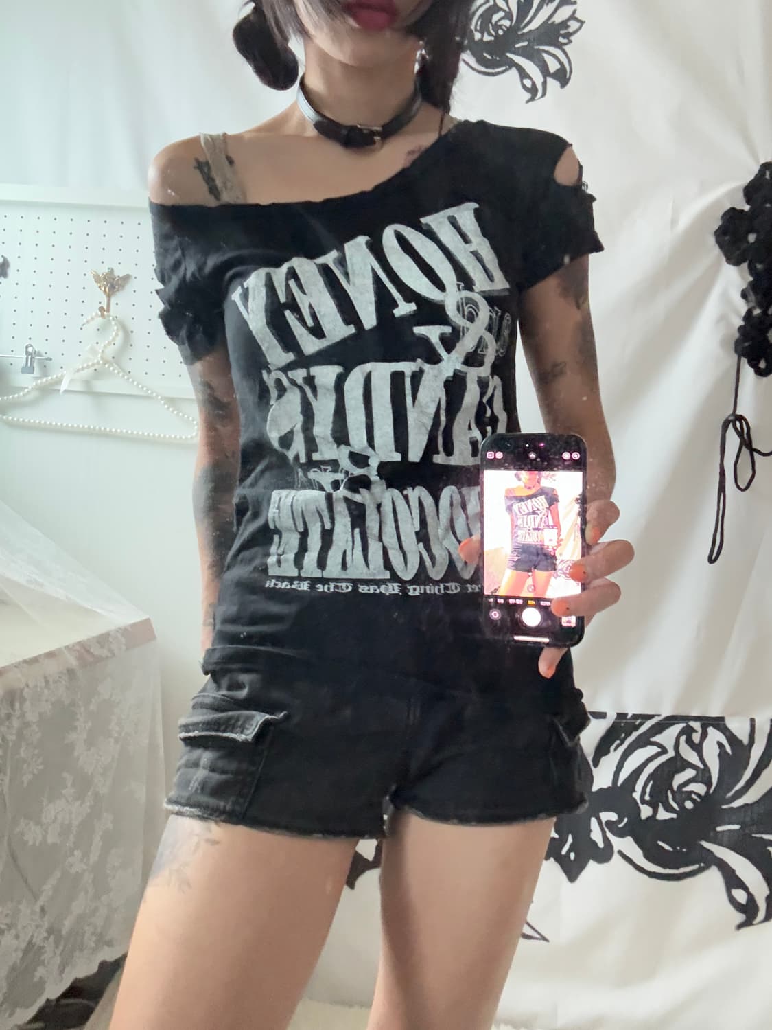  Black Cutting Detail Short-Sleeved T-sh 상품이미지9