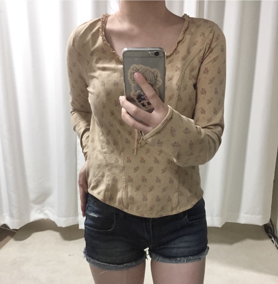 폴로 랄프로렌 플라워 베이지 코르셋 블라우스 티셔츠 상품이미지1
