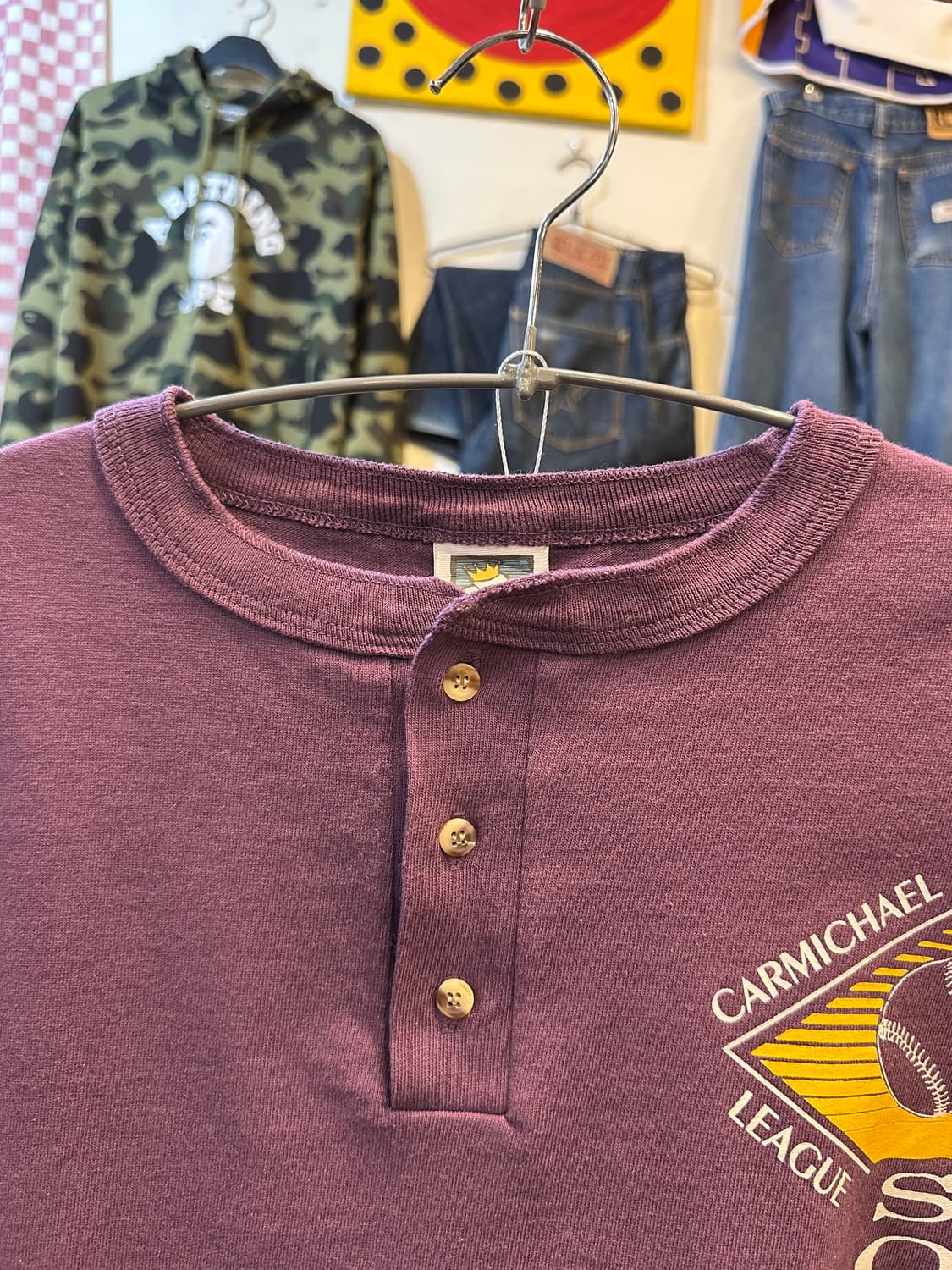 90s Made in USA Anvil 헨리넥 소프트볼 빈티지 반팔 XL 상품이미지3