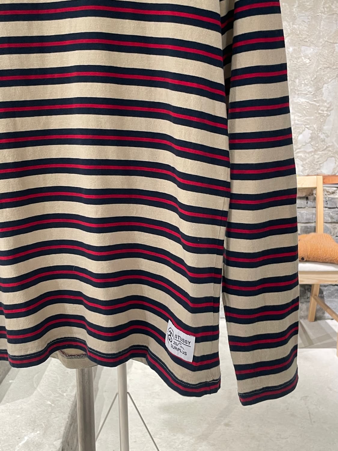 스투시 x 서플러스 00’s 스트라이프 크루넥 코튼 롱 슬리브 상품이미지5