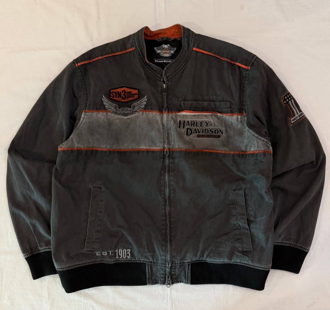 할리데이비슨 투웨이 바이커 데님 라이더 자켓 차콜 상품이미지2