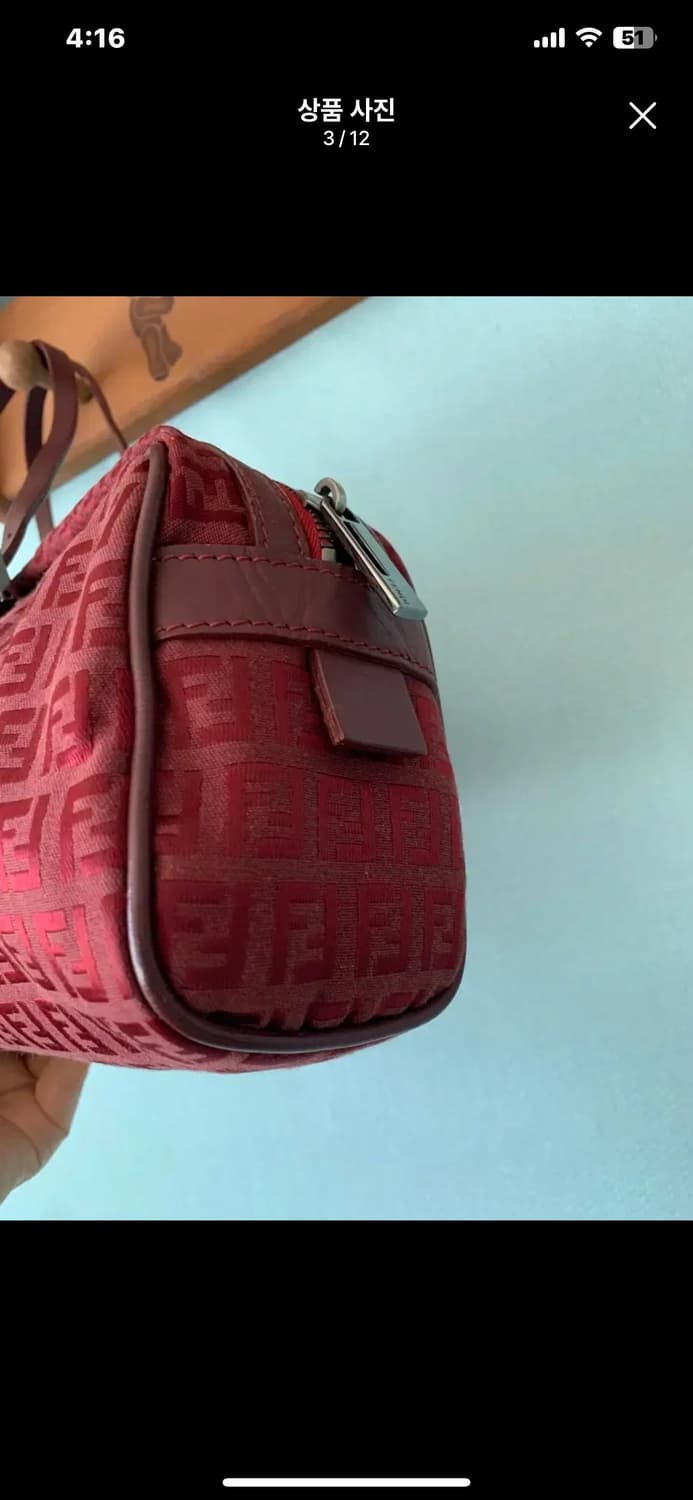 펜디 레드버건디 바게트백 정품 상품이미지3