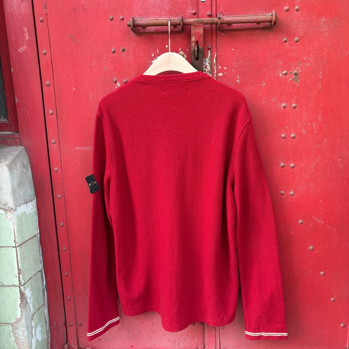 스톤아일랜드 브이넥 레드 스웨터 상품이미지5