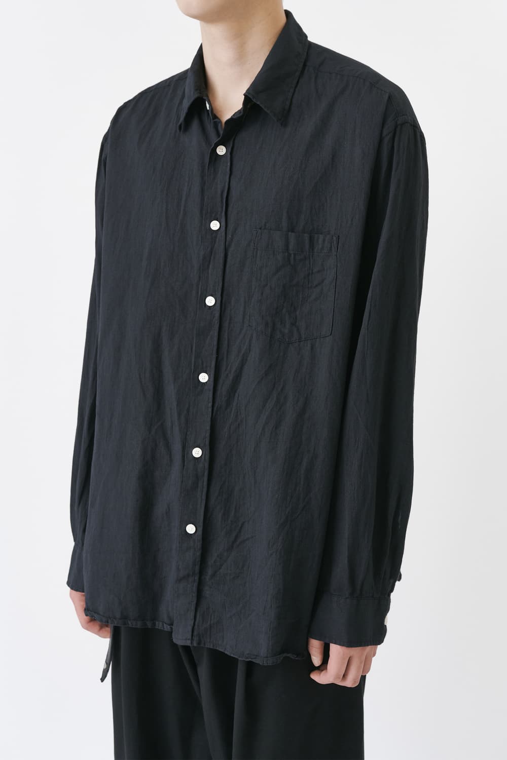 [2] 이얼즈어고 헴프 코튼 포이카 셔츠 블랙 yrs 상품이미지2