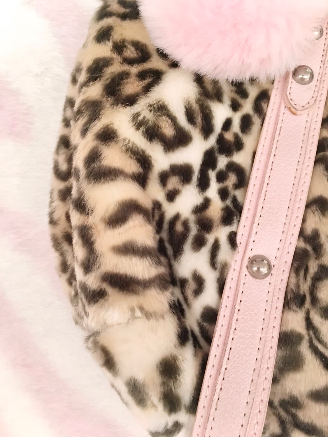 핑크 폼폼이 퍼 레오파드 스트랩 숄더백 갸루 히메갸루 핀터레스트 대장템 상품이미지3