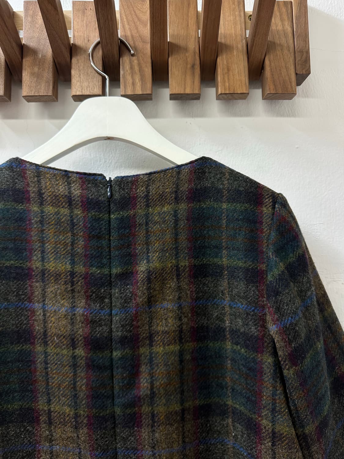 MOON 울 타탄체크 하프슬리브 포켓 원피스 상품이미지5