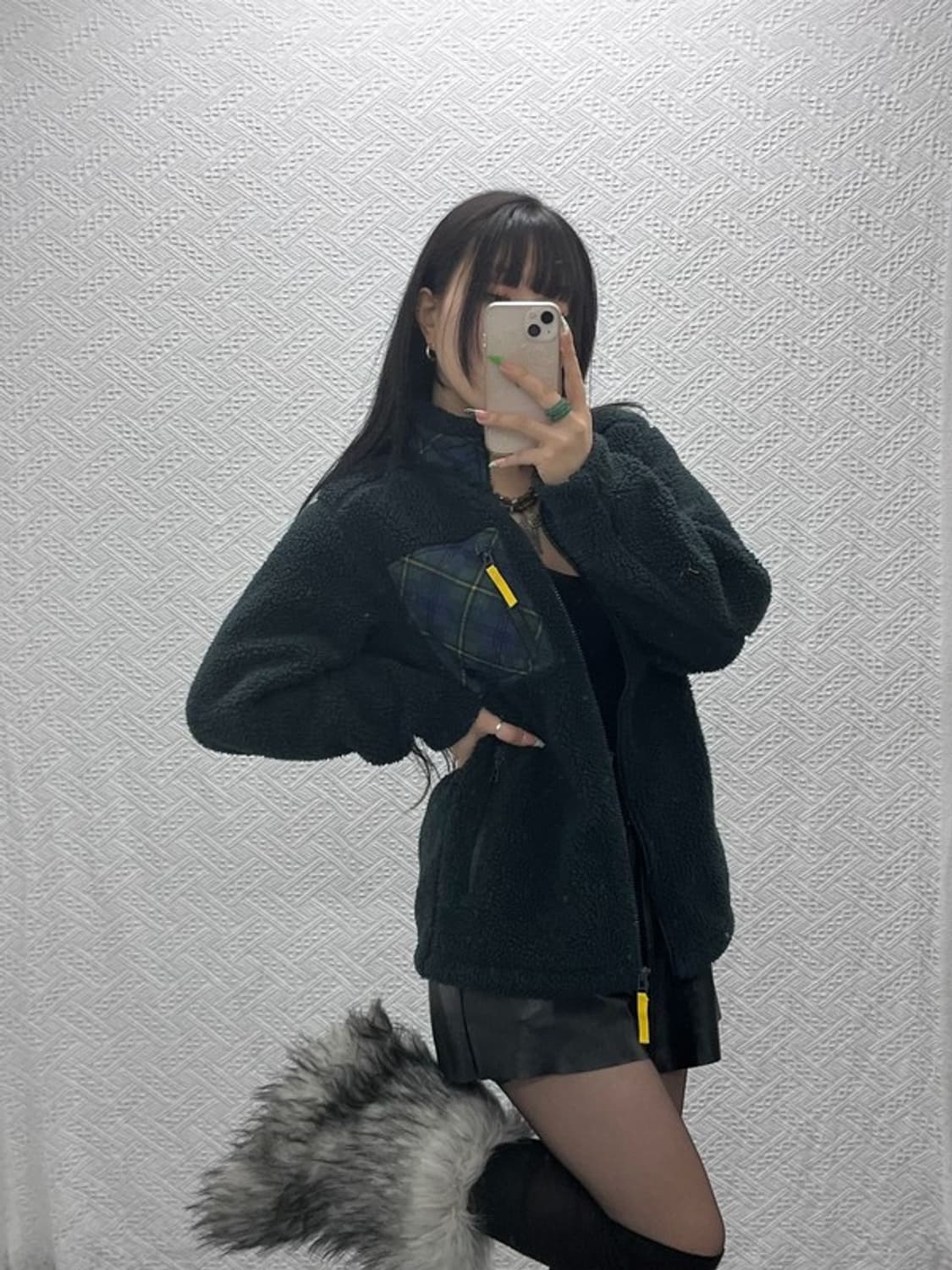 유니클로 X JW앤더슨 빈티지 체크포켓 딥그린 후리스 M C09318 상품이미지1