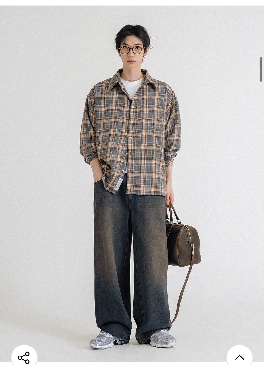 (새상품)(L)리메인세컨드 빈티지 캣워싱 와이드 데님 팬츠[옐로우 워싱] 상품이미지6