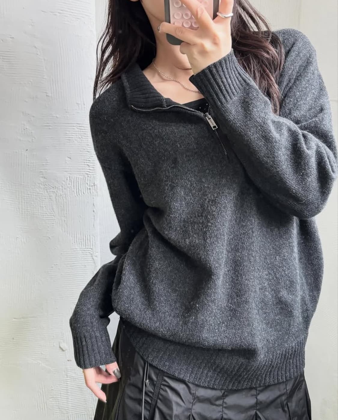 Burberry 버버리 램스울 차콜 하프집업 니트 상품이미지1