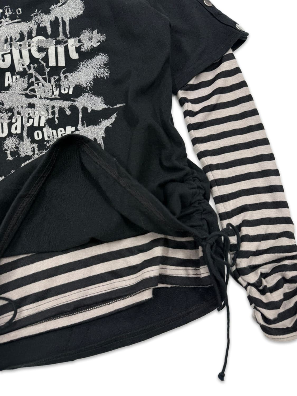 빈티지 Panama Soda 블랙 펑크 디테일 레이어드티 세트 상품이미지3