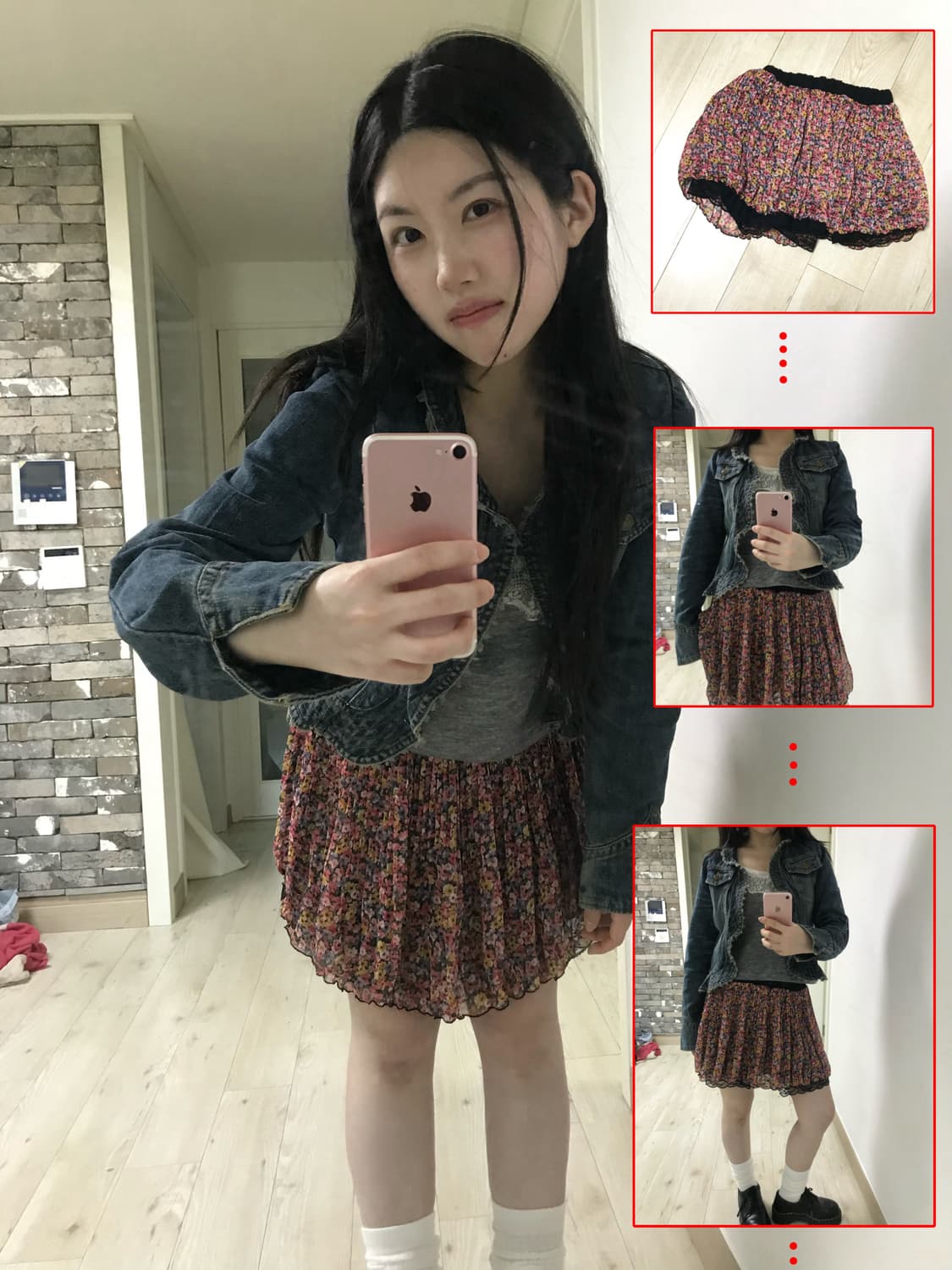 flower black lace pleats skirt 상품이미지2