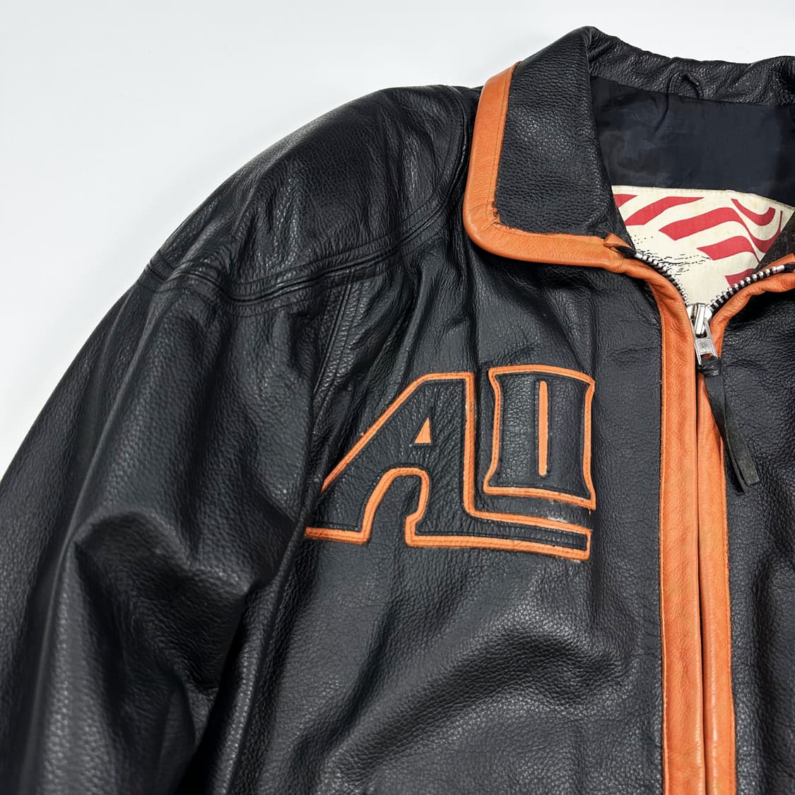 90s 아메리칸 빈티지 올드스쿨 소가죽 자켓 실측XL 상품이미지2