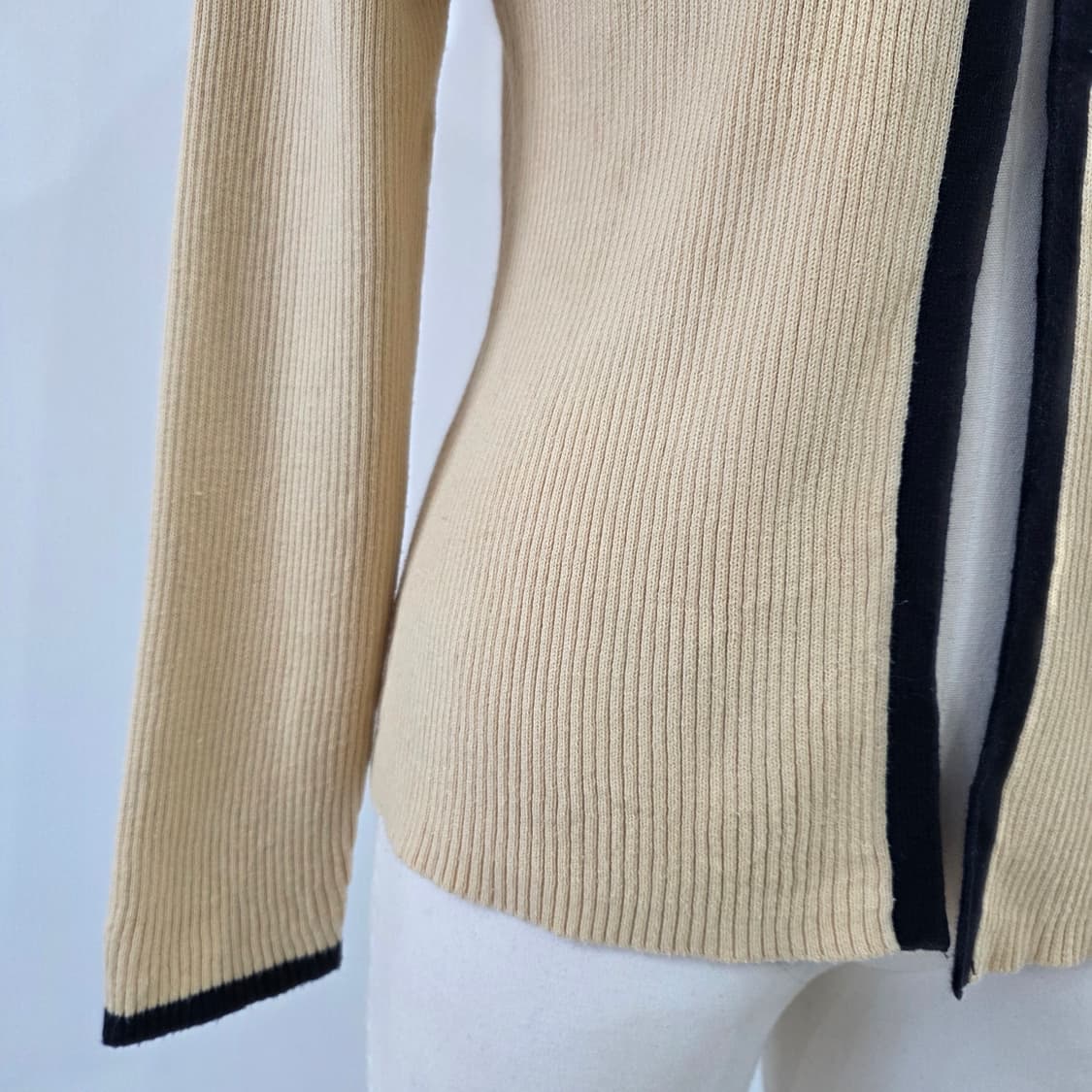ANNEX 베이지블랙 배색 골지가디건 상품이미지6