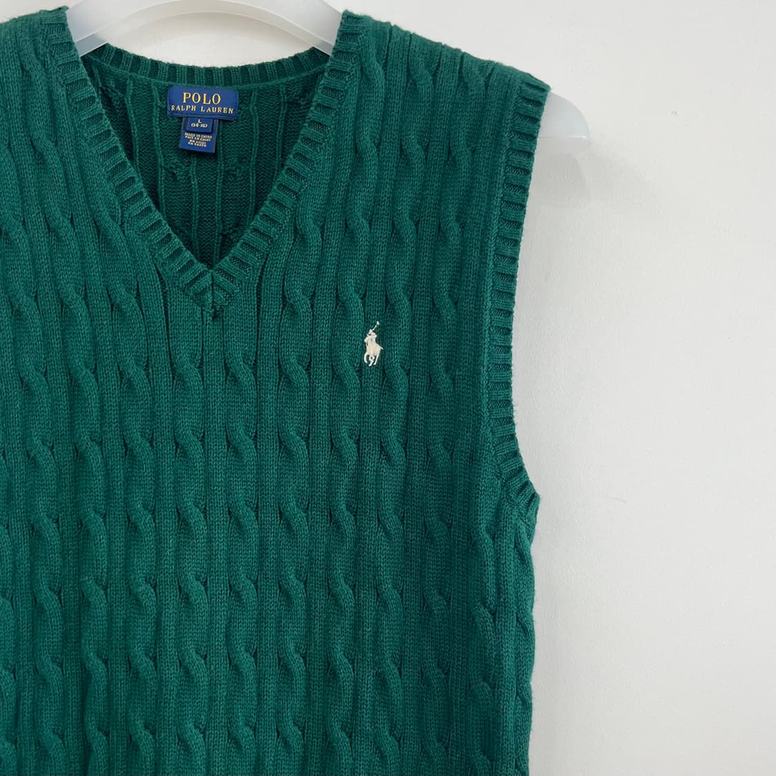 폴로 랄프로렌 신형 그린 케이블 니트 코튼 조끼 상품이미지4