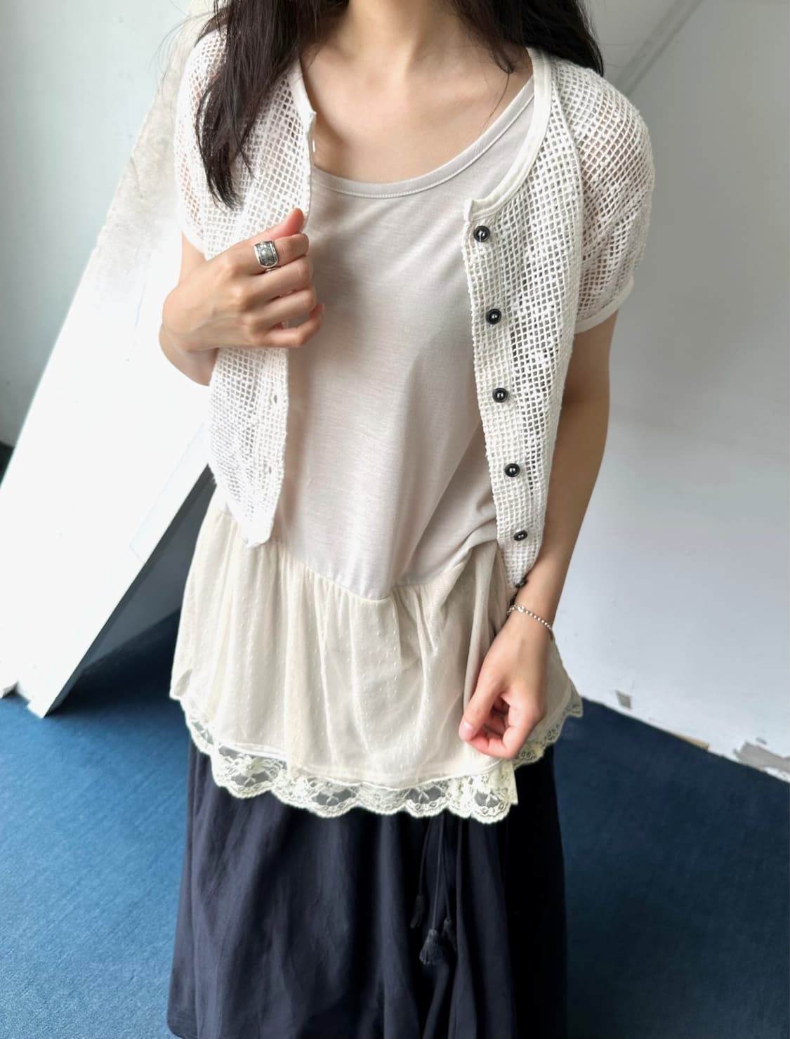 Fake layered design long sleeveles top 상품이미지7