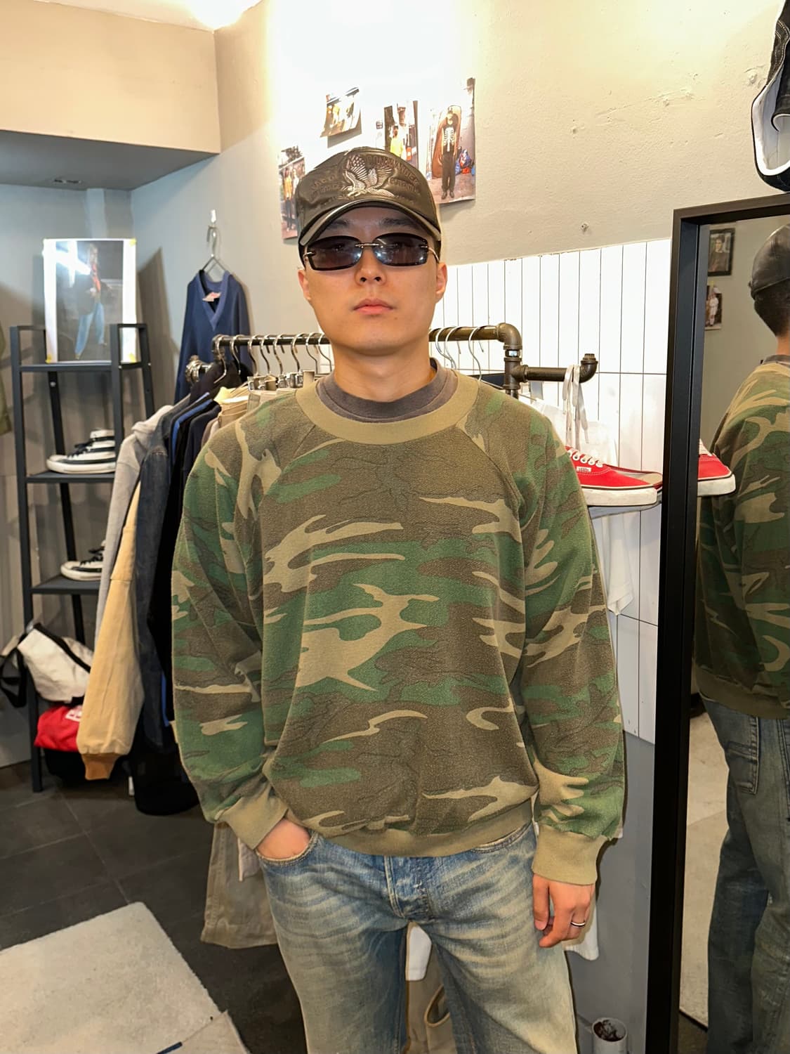 90’s American camo pattern faded sweat 상품이미지2