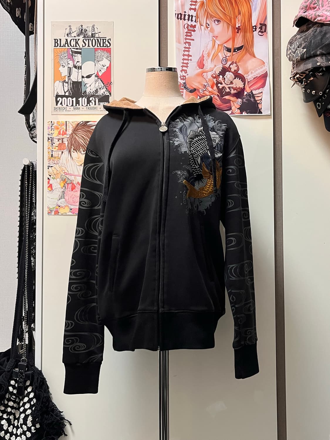 오리엔탈 잉어 자수 후드집업 상품이미지2