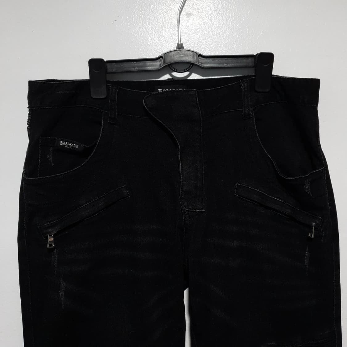 발망 바이커 진 블랙 지퍼 디테일 데님 팬츠 (실측 34-35인치) 상품이미지2