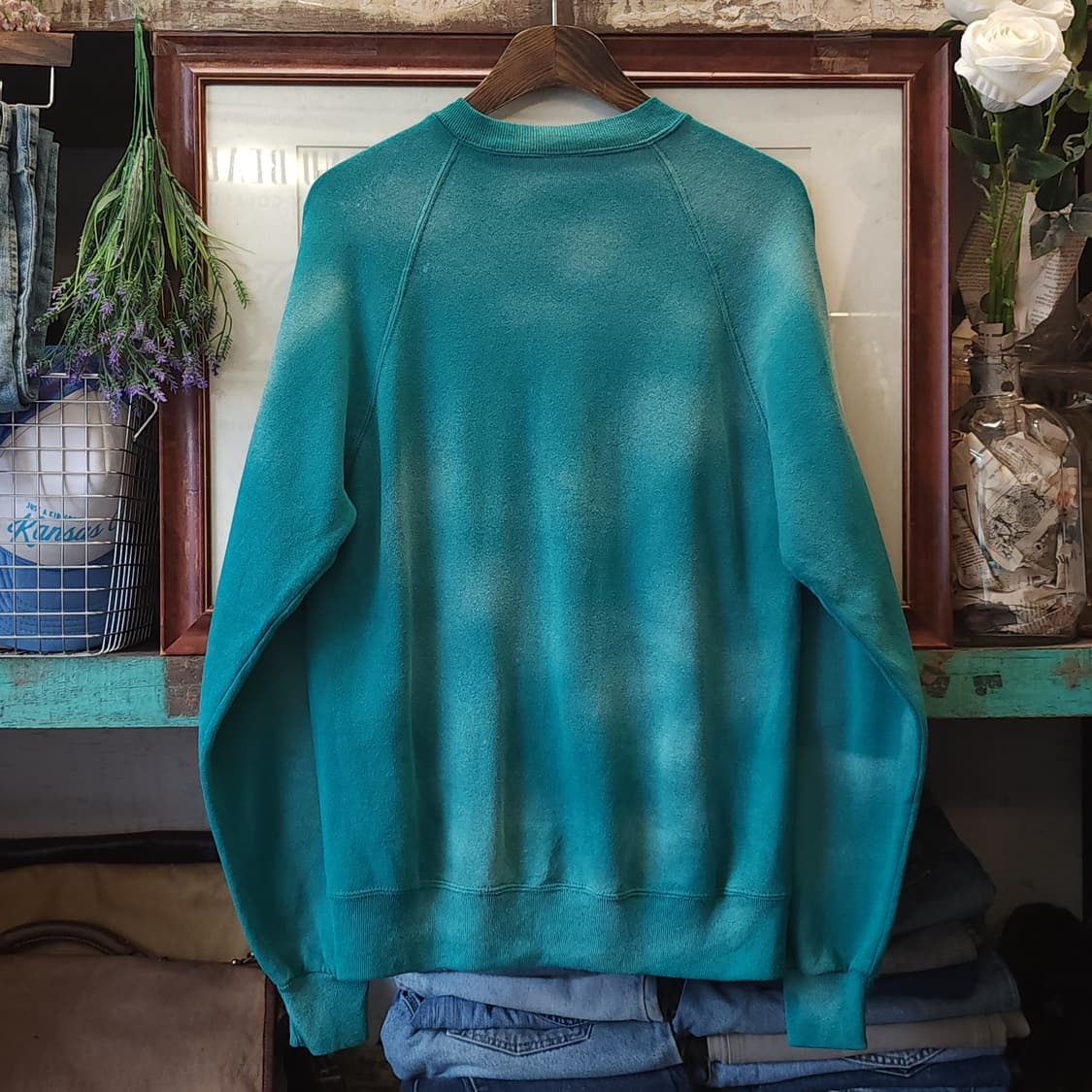 90s 져지스 빈티지 스웻셔츠 플레인 스웻셔츠 그린 썬 페이딩 L 상품이미지2