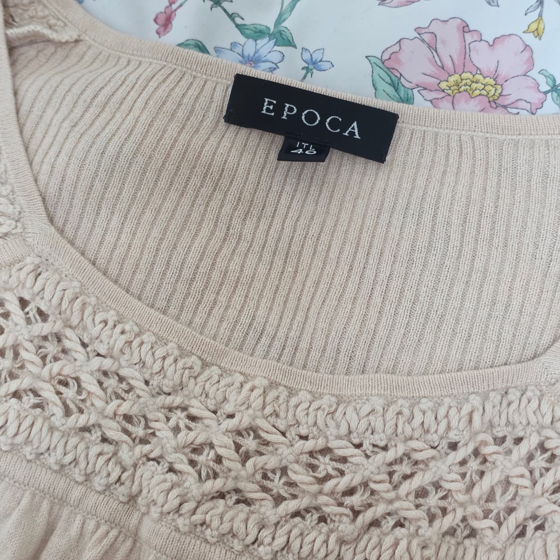 일본빈티지epoca)오트밀 하구미모리걸 로맨틱 딱붙니트골지짜임롱슬리브 상품이미지4