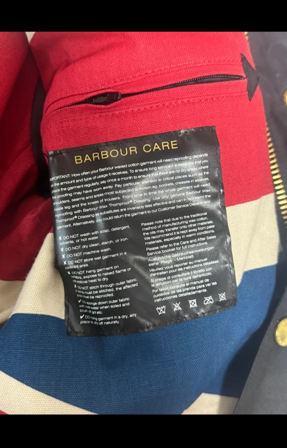 바버 인터내셔널 유니언잭 왁스 자켓 L 상품이미지3