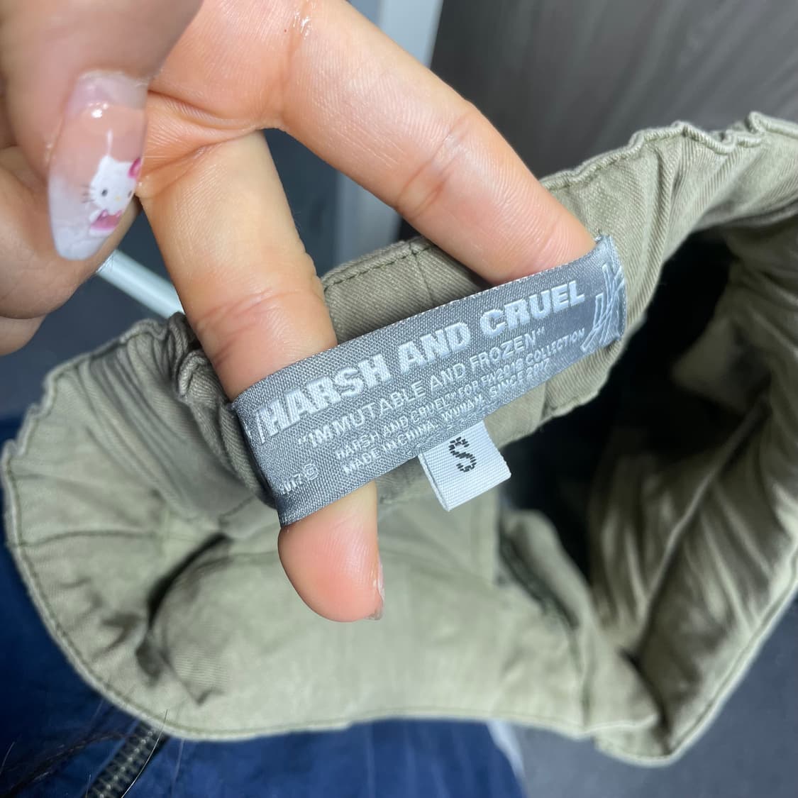 Harsh and cruel 카키 와이드 카고팬츠 S 상품이미지6