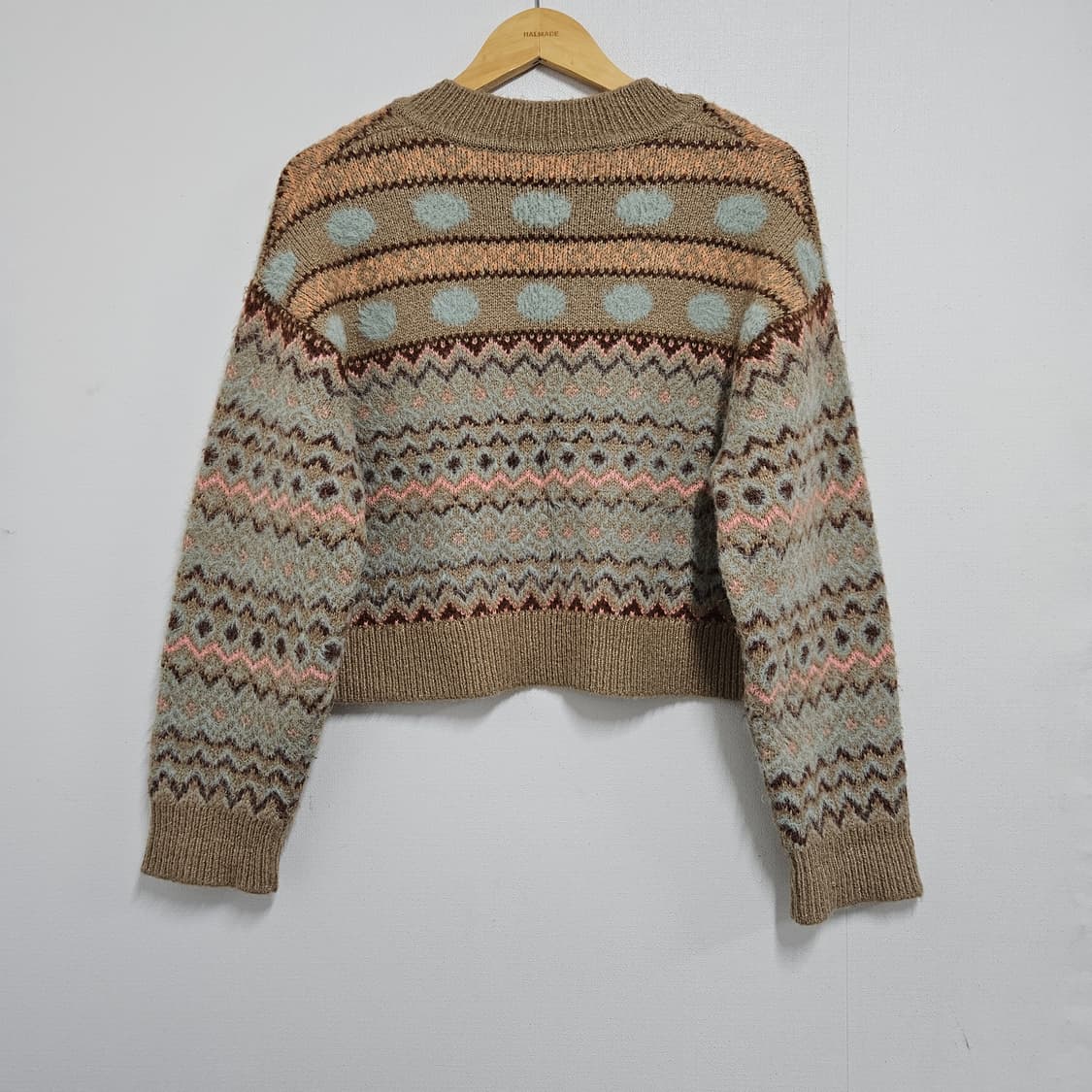 여성M) 자라 모헤어 에스닉 패턴 브이넥 크롭 니트 상품이미지2