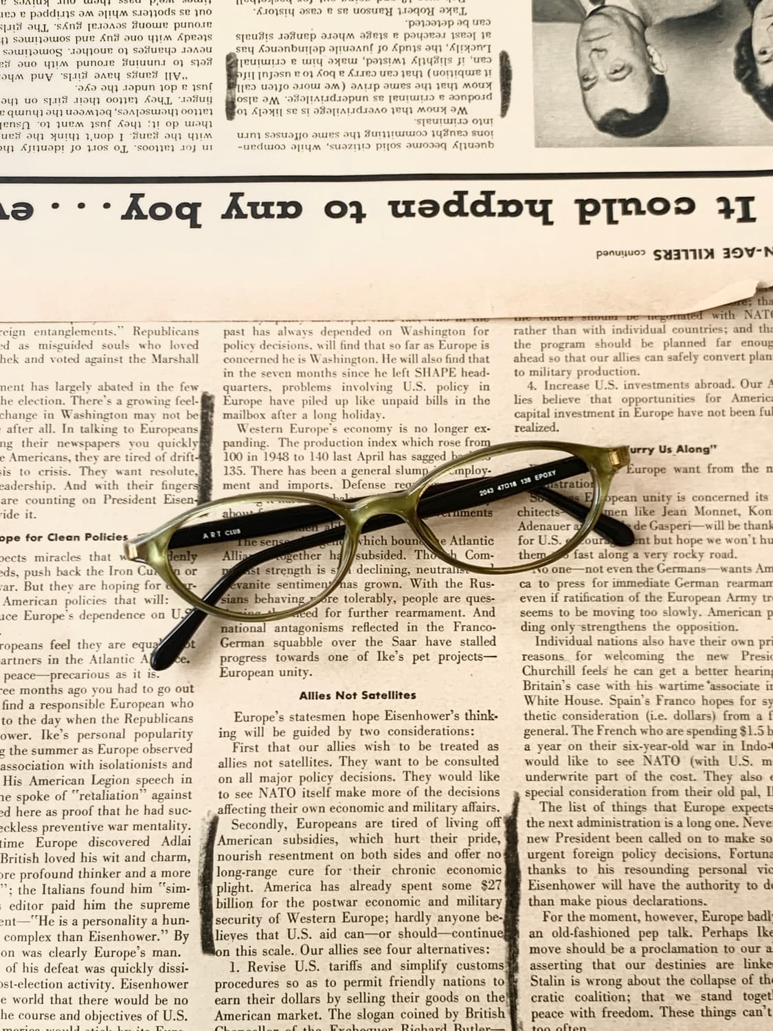 [픽키-619] 카키 투명 브라운 팁 뿔테 안경 데드스탁 빈티지  상품이미지1