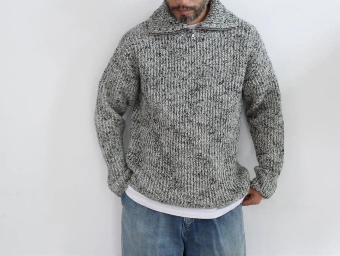 [4] 오라리 울 베이비 알파카 믹스 립 집업 터틀넥 니트 상품이미지2