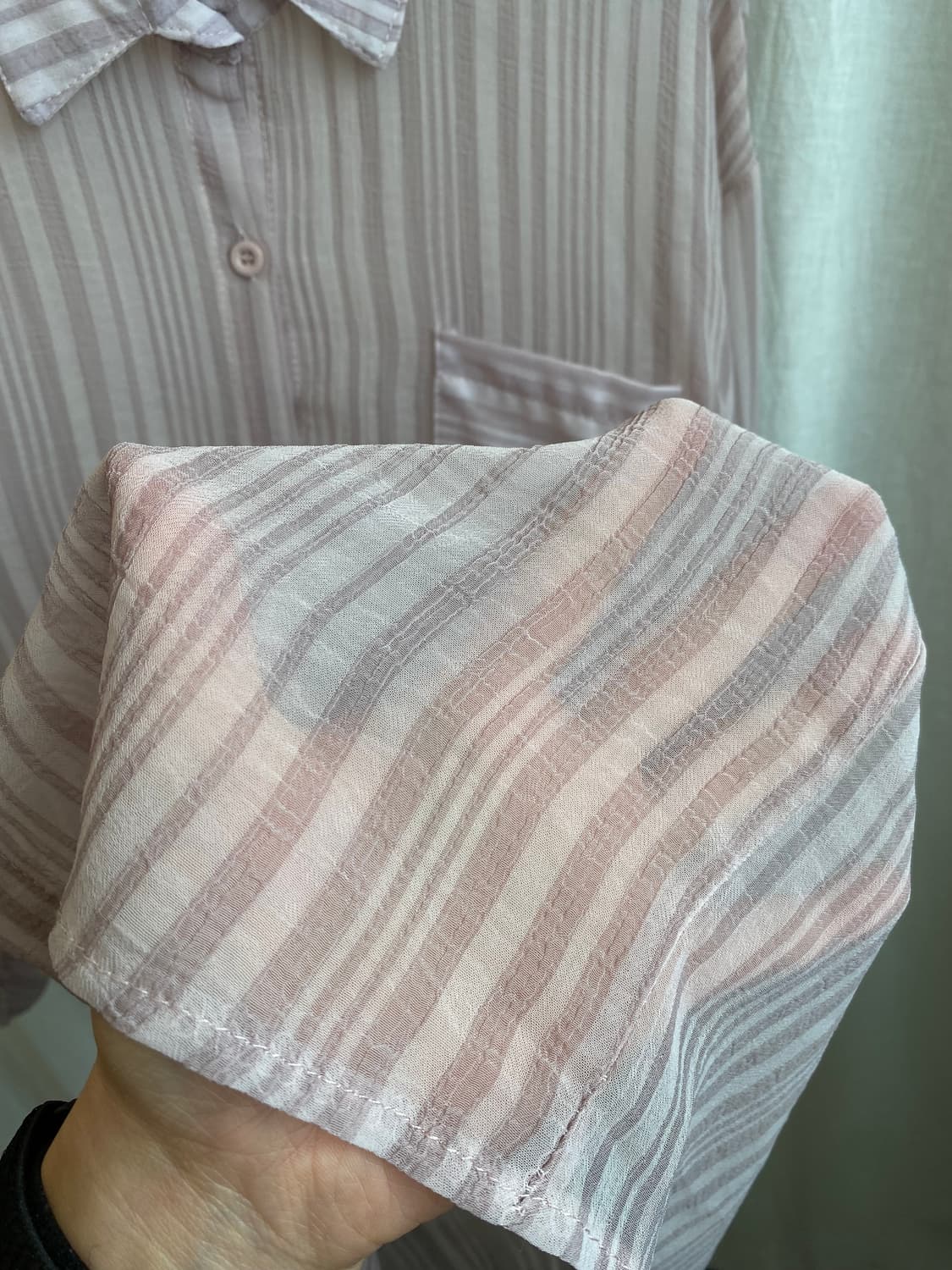 퍼플핑크 시스루 블라우스(XL) 상품이미지6