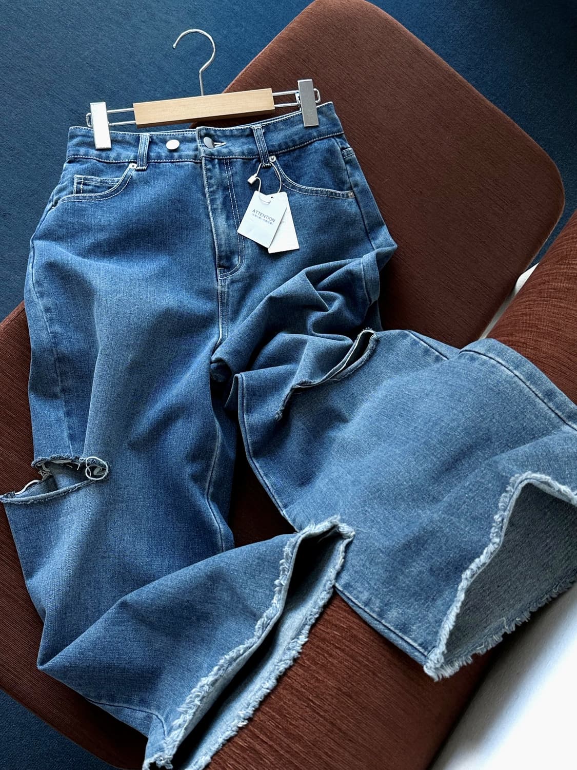 Crush design wide denim pants 상품이미지1