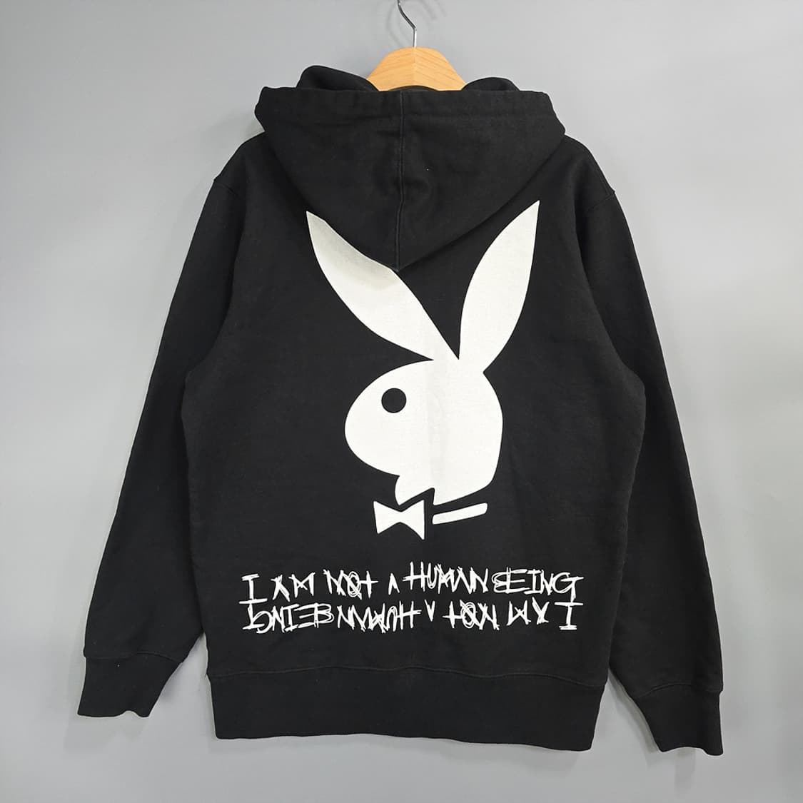 아임낫어휴먼 그래픽 후드티 블랙 L 상품이미지4