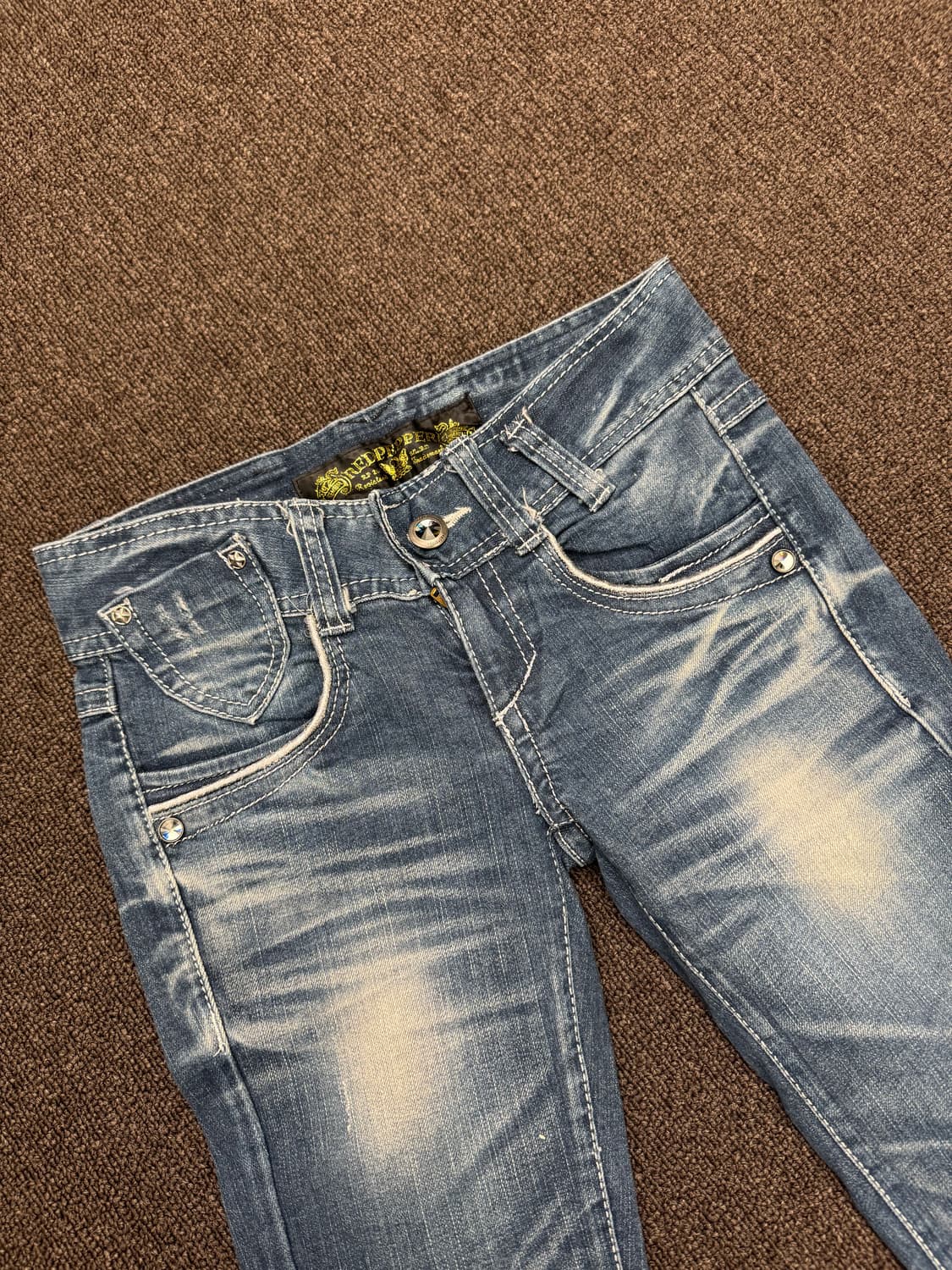 25)레드페퍼 빈티지 Y2K 포켓 큐빅 부츠컷 로우라이즈 데님팬츠 상품이미지2
