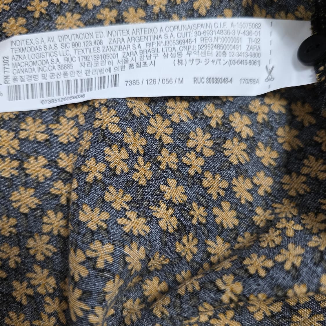 1327 ZARA 플라워 패턴 셔츠형 원피스 (허리끈 / 비스코스) 상품이미지8