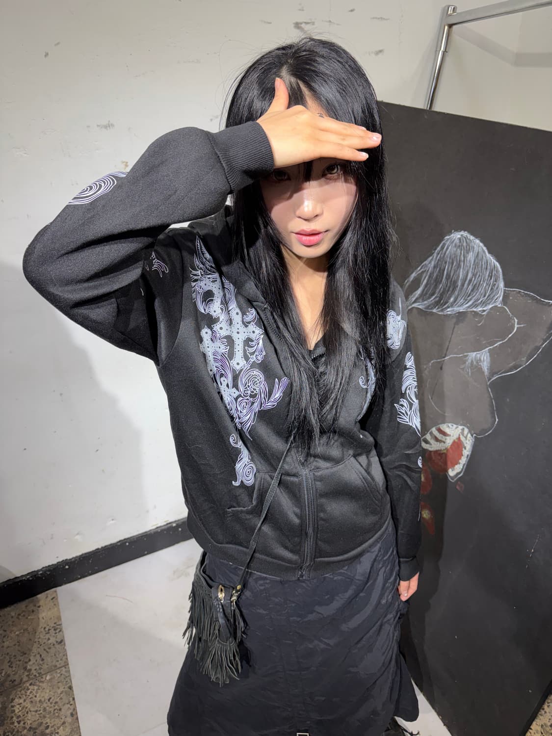 00s JPN 고딕 펑크 일본 빈티지 후드 집업 M 상품이미지1