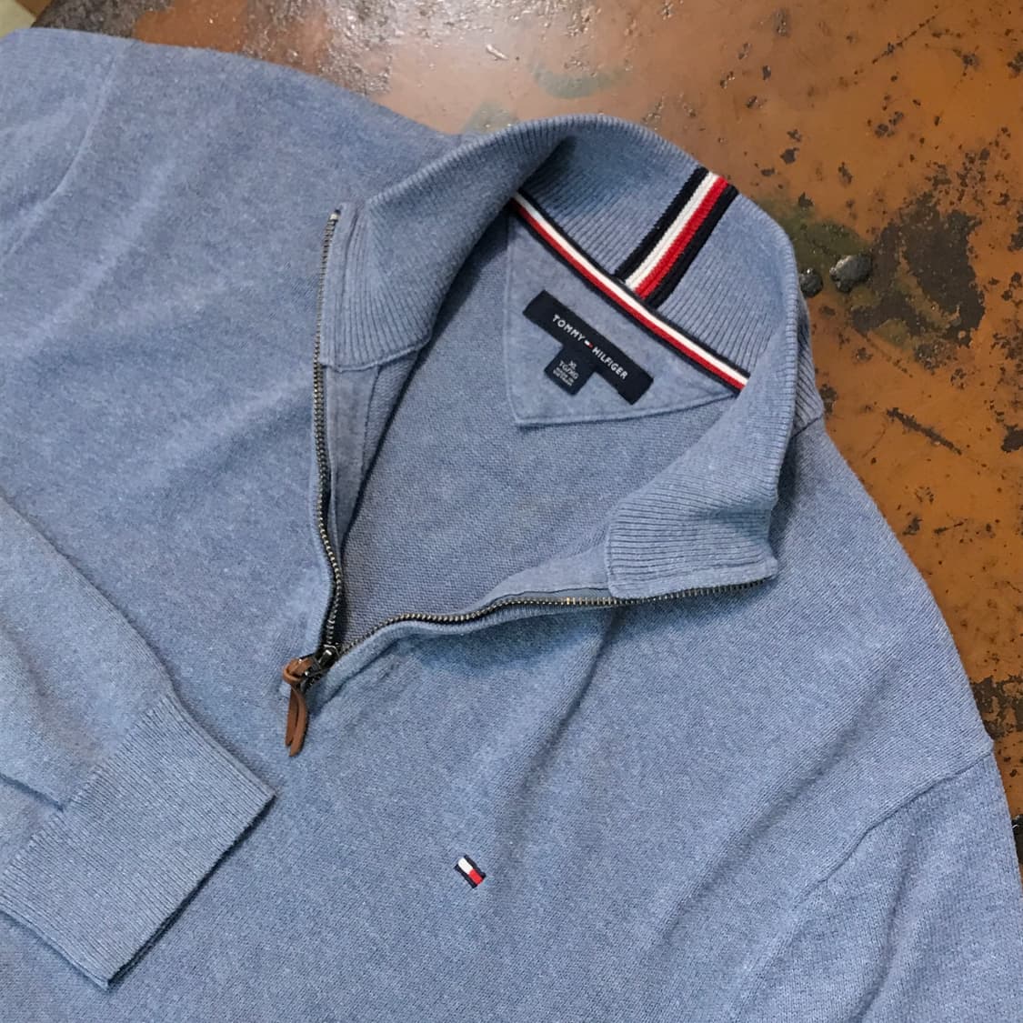 타미힐피거 인디블루 코튼 반집업 풀오버 남성 110 사이즈 상품이미지3
